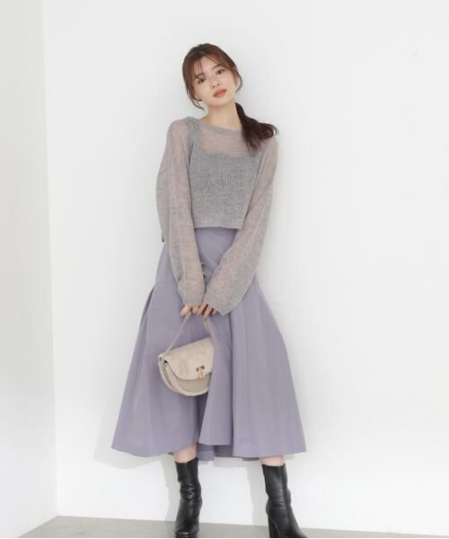 ＊＊PROPORTION BODY DRESSING / プロポーションボディドレッシング　 スカート | ヨーク切り替えフレアスカート（ダスティーパープル）