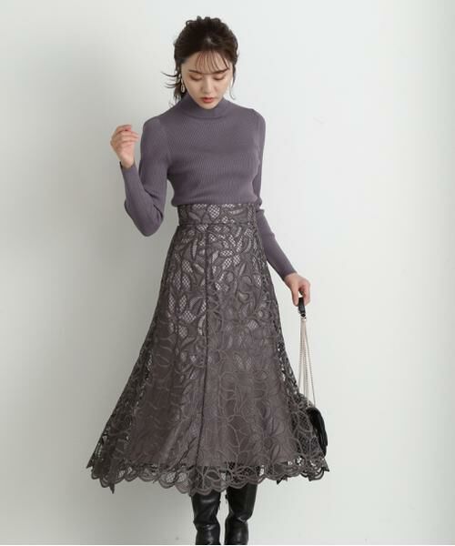 ＊＊PROPORTION BODY DRESSING / プロポーションボディドレッシング　 スカート | フレアケミカルレーススカート | 詳細4