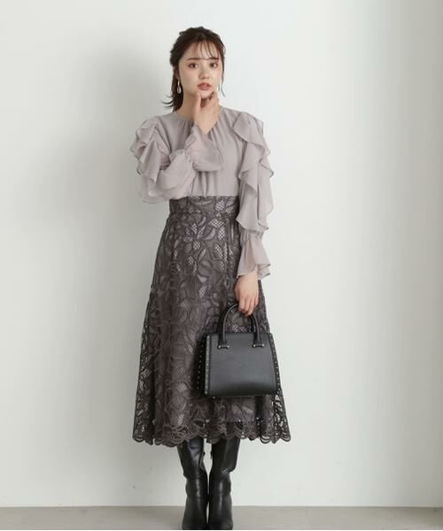 ＊＊PROPORTION BODY DRESSING / プロポーションボディドレッシング　 スカート | フレアケミカルレーススカート | 詳細6