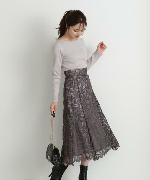 ＊＊PROPORTION BODY DRESSING / プロポーションボディドレッシング　 スカート | フレアケミカルレーススカート | 詳細8