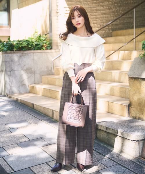 ＊＊PROPORTION BODY DRESSING / プロポーションボディドレッシング　 パンツ | ハイウエストワイドパンツ（ブラウンチェック1）