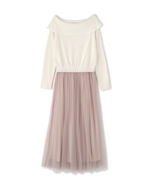 **PROPORTION BODY DRESSING / プロポーションボディドレッシング ワンピース | プリーツチュールニットドッキングワンピース | 詳細1