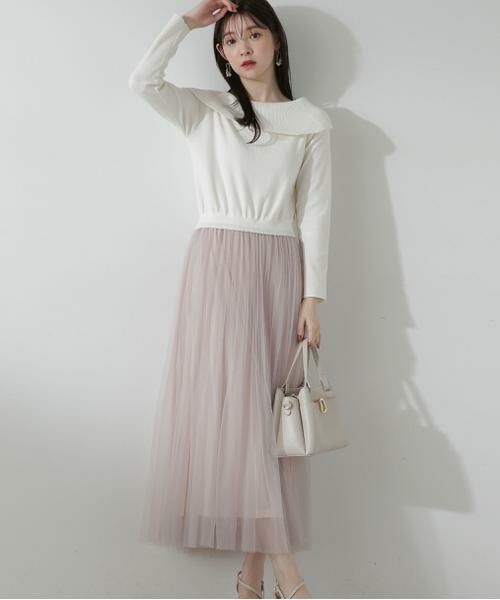 **PROPORTION BODY DRESSING / プロポーションボディドレッシング ワンピース | プリーツチュールニットドッキングワンピース | 詳細2