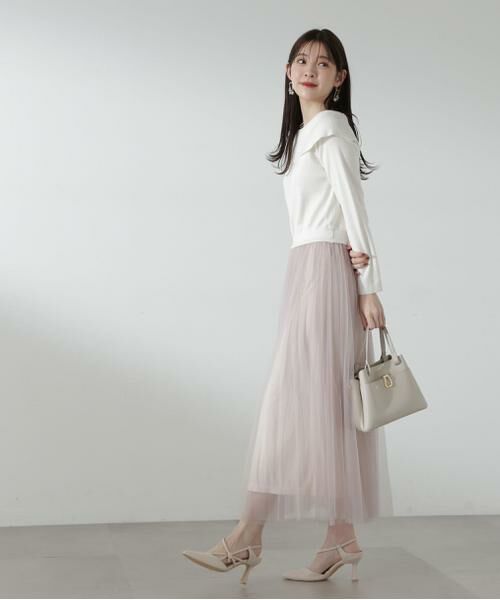 **PROPORTION BODY DRESSING / プロポーションボディドレッシング ワンピース | プリーツチュールニットドッキングワンピース | 詳細3