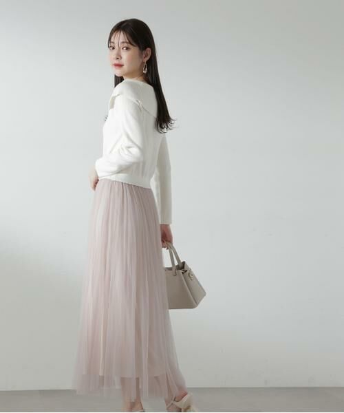 **PROPORTION BODY DRESSING / プロポーションボディドレッシング ワンピース | プリーツチュールニットドッキングワンピース | 詳細4