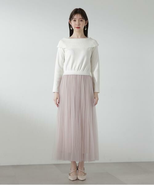 **PROPORTION BODY DRESSING / プロポーションボディドレッシング ワンピース | プリーツチュールニットドッキングワンピース | 詳細5