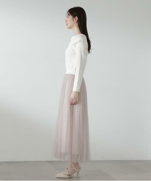 **PROPORTION BODY DRESSING / プロポーションボディドレッシング ワンピース | プリーツチュールニットドッキングワンピース | 詳細6