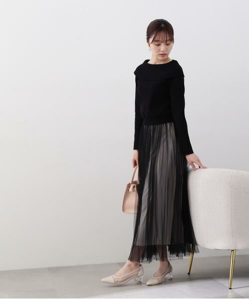 **PROPORTION BODY DRESSING / プロポーションボディドレッシング ワンピース | プリーツチュールニットドッキングワンピース | 詳細14