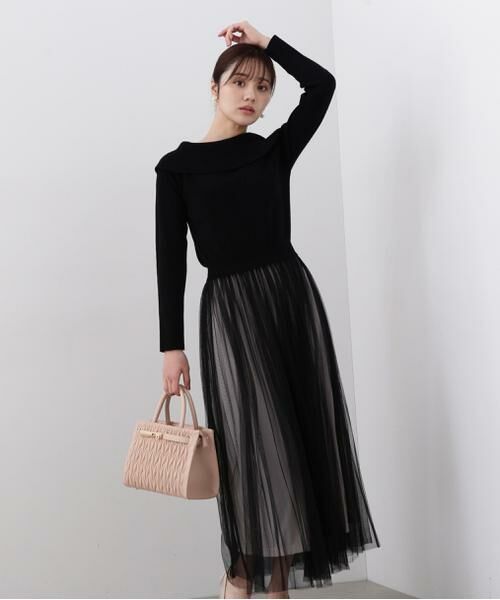 **PROPORTION BODY DRESSING / プロポーションボディドレッシング ワンピース | プリーツチュールニットドッキングワンピース | 詳細16