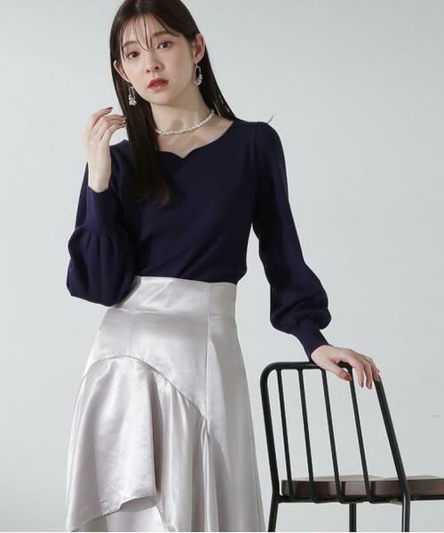 **PROPORTION BODY DRESSING / プロポーションボディドレッシング ニット・セーター | ハートカット総針ニット(ネイビー)