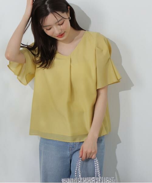 **PROPORTION BODY DRESSING / プロポーションボディドレッシング シャツ・ブラウス | タックフレアーブラウス(イエロー)