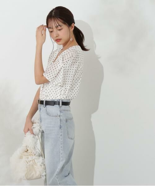 **PROPORTION BODY DRESSING / プロポーションボディドレッシング シャツ・ブラウス | タックフレアーブラウス(エクリュ×ブラックドット2)