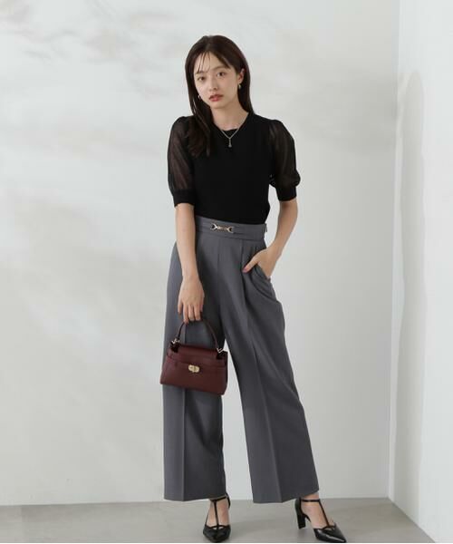 ＊＊PROPORTION BODY DRESSING / プロポーションボディドレッシング　 パンツ | サスペンダー付きビットワイドパンツ（チャコール2）