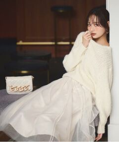 ニット×チュールスカートセットアップ