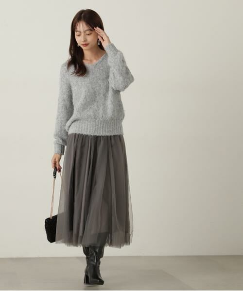 ＊＊PROPORTION BODY DRESSING / プロポーションボディドレッシング　 ワンピース | ニット×チュールスカートセットアップ | 詳細3