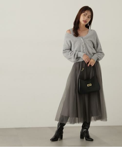 ＊＊PROPORTION BODY DRESSING / プロポーションボディドレッシング　 ワンピース | ニット×チュールスカートセットアップ | 詳細6