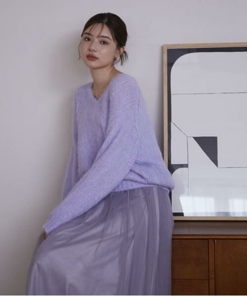 ＊＊PROPORTION BODY DRESSING / プロポーションボディドレッシング　 ワンピース | ニット×チュールスカートセットアップ（ラベンダー）