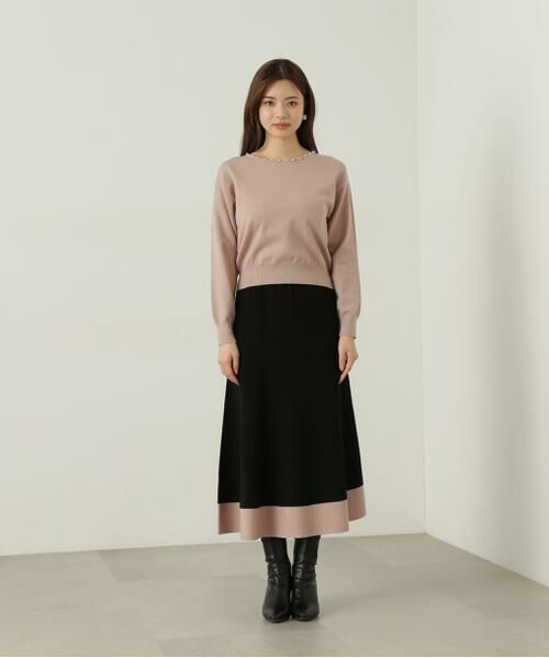 ＊＊PROPORTION BODY DRESSING / プロポーションボディドレッシング　 ワンピース | バイカラーパールニットセットアップ | 詳細24