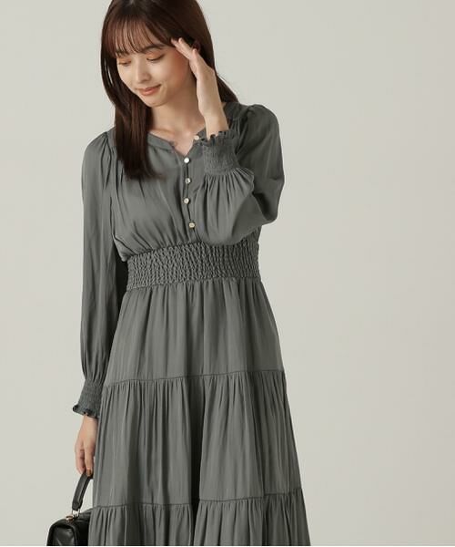 ワンピース ma セール】 ギャザーティアードワンピース24AW （ワンピース