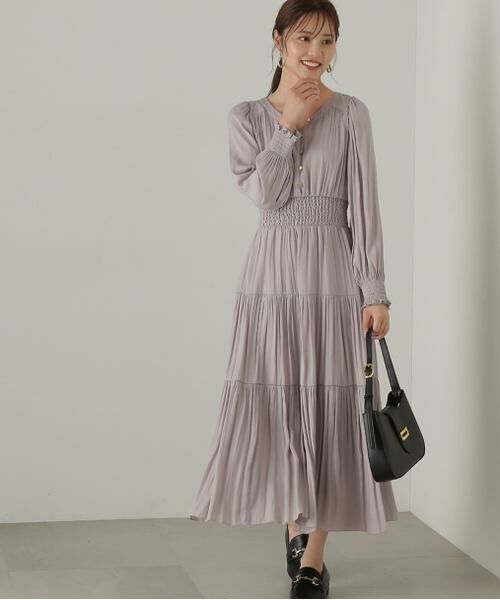 ワンピース ma セール】 ギャザーティアードワンピース24AW （ワンピース