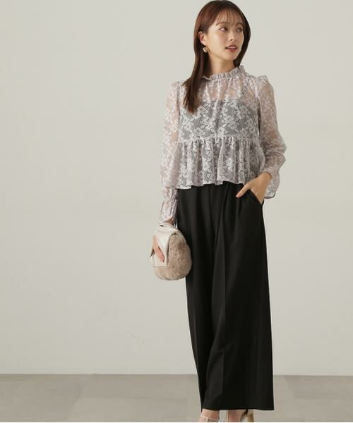 【韓国ファッション】セットアップ 総レース ペプラム 全2色 セール】 2wayレースペプラムセットアップ 24AW （ワンピース