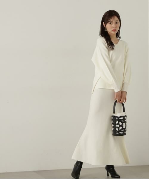 ＊＊PROPORTION BODY DRESSING / プロポーションボディドレッシング　 ワンピース | マトンスリーブニットセットアップ　24AW（ホワイト）