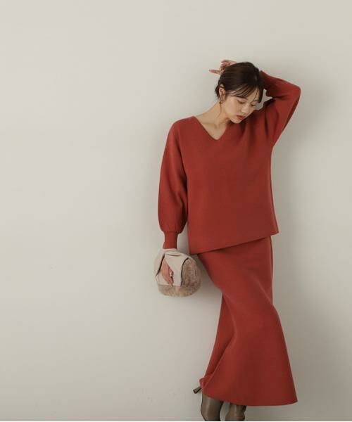 ＊＊PROPORTION BODY DRESSING / プロポーションボディドレッシング　 ワンピース | マトンスリーブニットセットアップ　24AW（テラコッタブラウン）