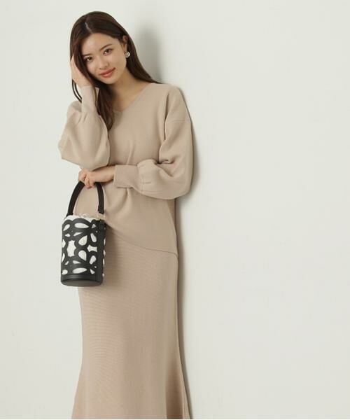 ＊＊PROPORTION BODY DRESSING / プロポーションボディドレッシング　 ワンピース | マトンスリーブニットセットアップ　24AW（ベージュ）