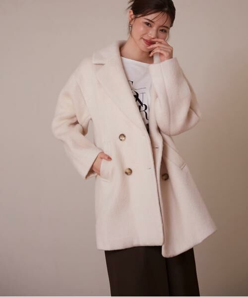 ＊＊PROPORTION BODY DRESSING / プロポーションボディドレッシング　 アウター | ミドル丈シャギーコート　24AW（アイボリー2）