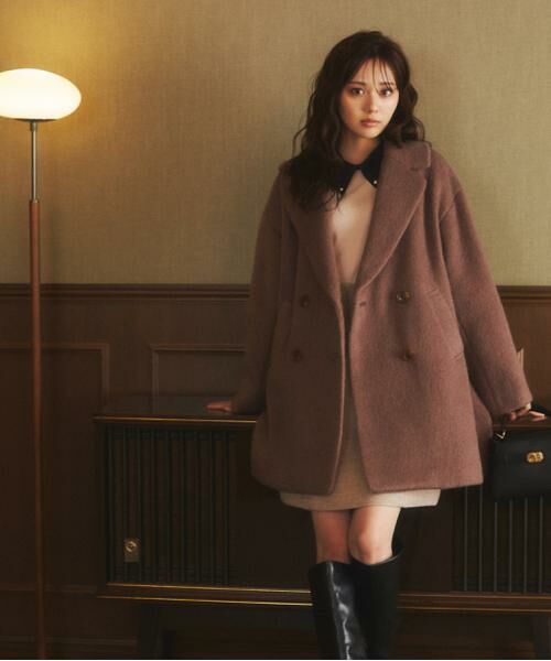 ＊＊PROPORTION BODY DRESSING / プロポーションボディドレッシング　 アウター | ミドル丈シャギーコート　24AW（ブラウン）