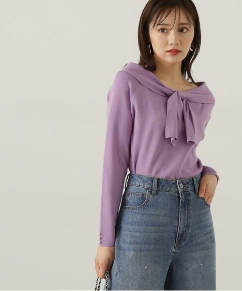 値下げ 極美品 春ニット YUKI SHIMANE オフショルダーリボン ニット 値下げ 極美品 春ニット YUKI SHIMANE オフショルダーリボン ニット