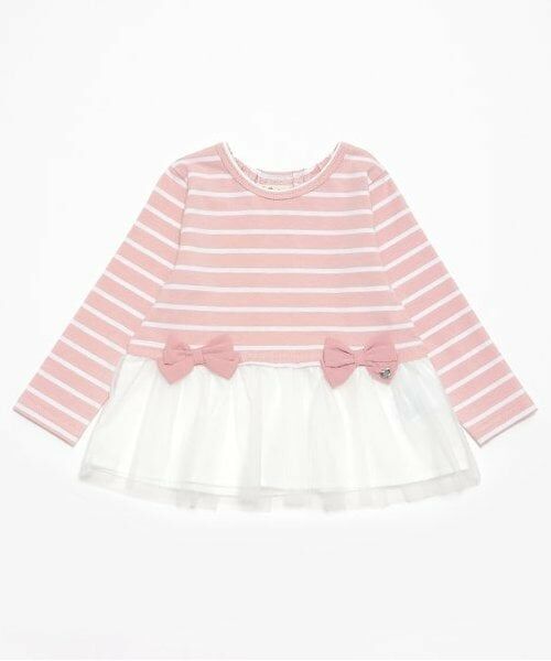 Pupil House / ピューピルハウス Tシャツ | 裾フリルボーダーT（ピンク）