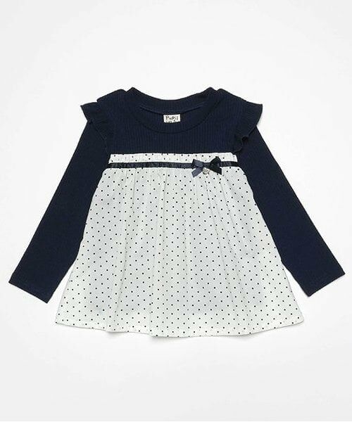 Pupil House / ピューピルハウス その他トップス | 花柄切り替えチュニック（白）