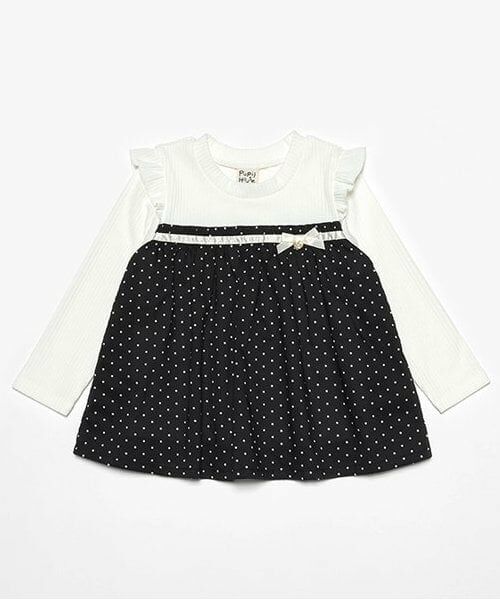 Pupil House / ピューピルハウス その他トップス | 花柄切り替えチュニック（黒）