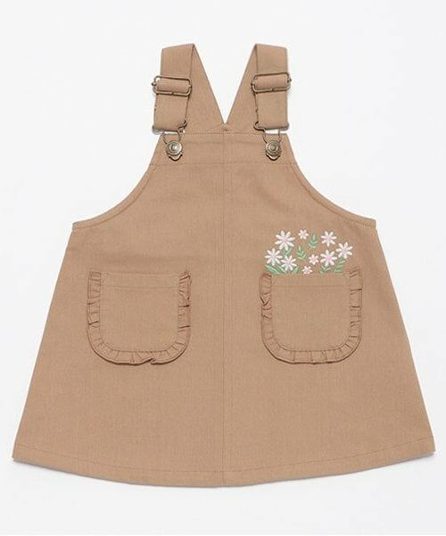 Pupil House / ピューピルハウス ミニ丈・ひざ丈ワンピース | ポケット付きジャンスカ（ベージュ）