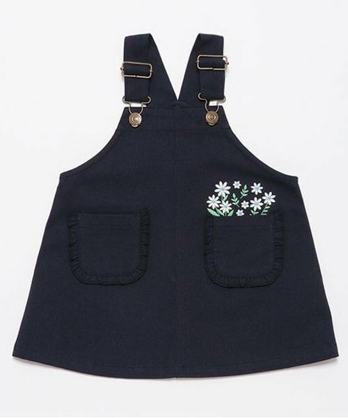 Pupil House / ピューピルハウス ミニ丈・ひざ丈ワンピース | ポケット付きジャンスカ（紺）