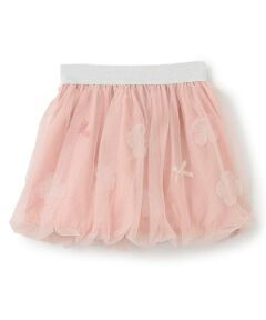 Pupil House / ピューピルハウス ミニ・ひざ丈スカート | 花モチーフチュールスカート