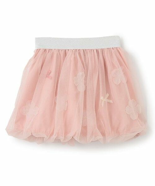 Pupil House / ピューピルハウス ミニ・ひざ丈スカート | 花モチーフチュールスカート（ピンク）