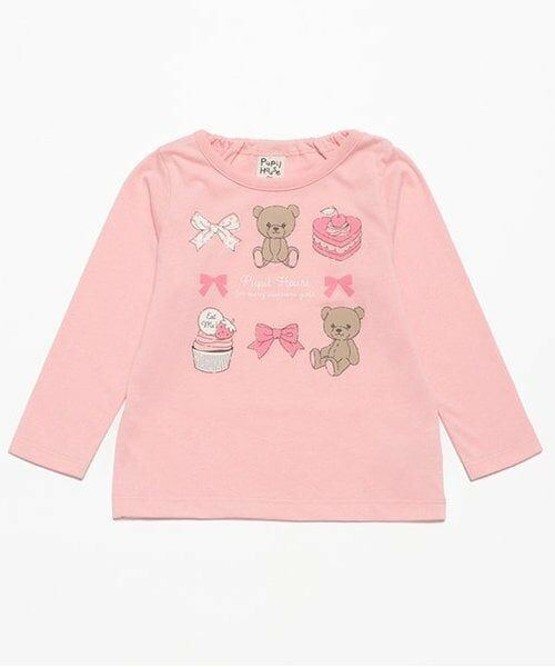 Pupil House / ピューピルハウス Tシャツ | 990T長袖クマリボンスウィーツ（ピンク）