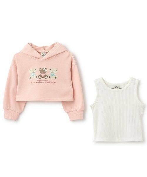 Pupil House / ピューピルハウス パーカー | クマアップリケ短丈レイヤードパーカー | 詳細2