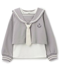 Pupil House / ピューピルハウス スウェット | セーラー衿短丈レイヤードPO