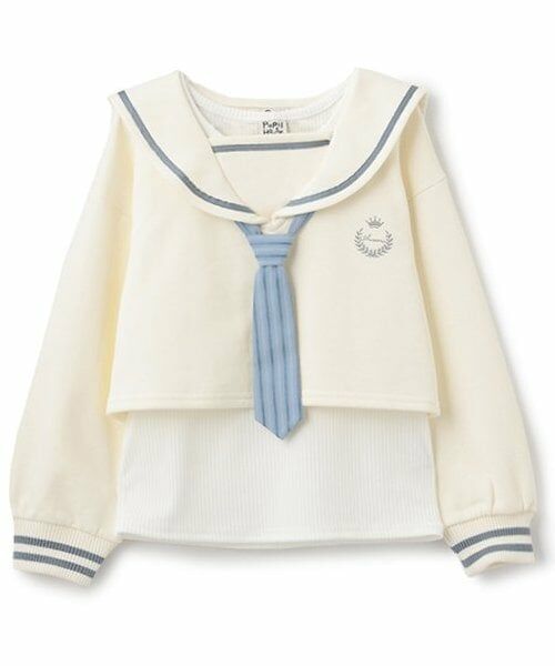 Pupil House / ピューピルハウス スウェット | セーラー衿短丈レイヤードPO（アイボリー）