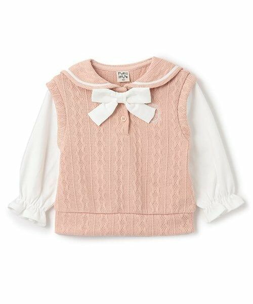 Pupil House / ピューピルハウス ニット・セーター | レイヤード風セーラー衿ニットソー（ピンク）