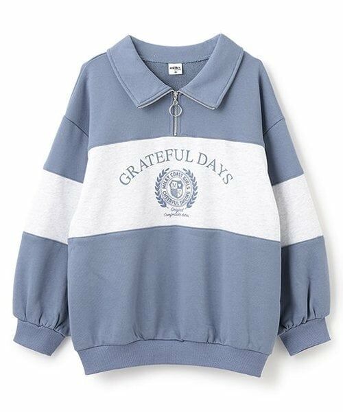 Pupil House / ピューピルハウス スウェット | 【milkycoast】ハーフジップ切り替えトレーナー（ブルー グレー）