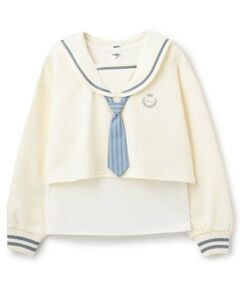 Pupil House / ピューピルハウス スウェット | 【milkycoast】セーラー衿短丈レイヤードPO