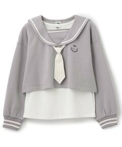 Pupil House / ピューピルハウス スウェット | 【milkycoast】セーラー衿短丈レイヤードPO