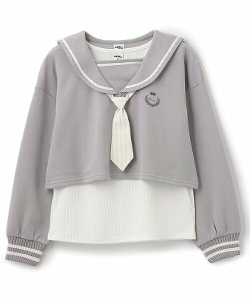 Pupil House / ピューピルハウス スウェット | 【milkycoast】セーラー衿短丈レイヤードPO（グレー）