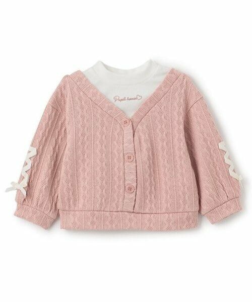 Pupil House / ピューピルハウス スウェット | カーデガンドッキングプルオーバー（ピンク）