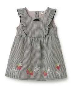 Pupil House / ピューピルハウス ミニ丈・ひざ丈ワンピース | 裾イチゴ刺しゅうジャンスカ