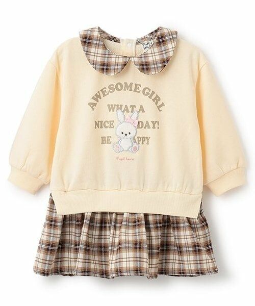 Pupil House / ピューピルハウス ミニ丈・ひざ丈ワンピース | ドッキングワンピース（アイボリー）